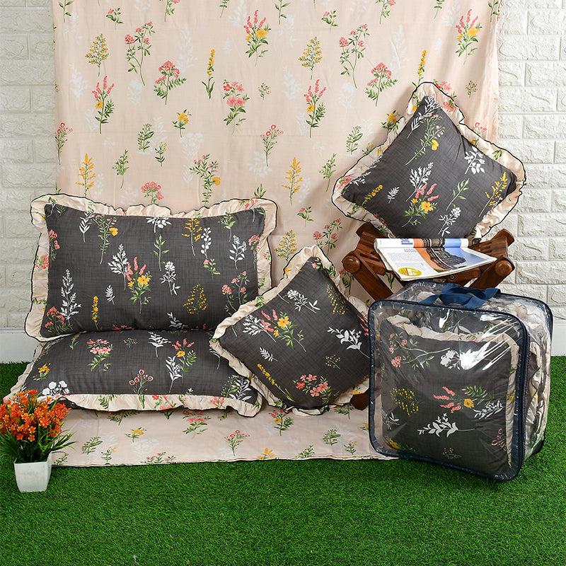 Buy Liamo Frilled Floral Bedding Set - Five Piece Set Bedding Set from Vaaree