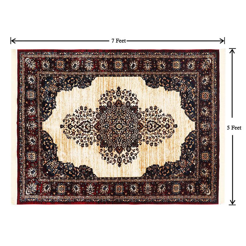 Buy Taaviya Ethnic Carpet - Maroon & Beige Carpet from Vaaree