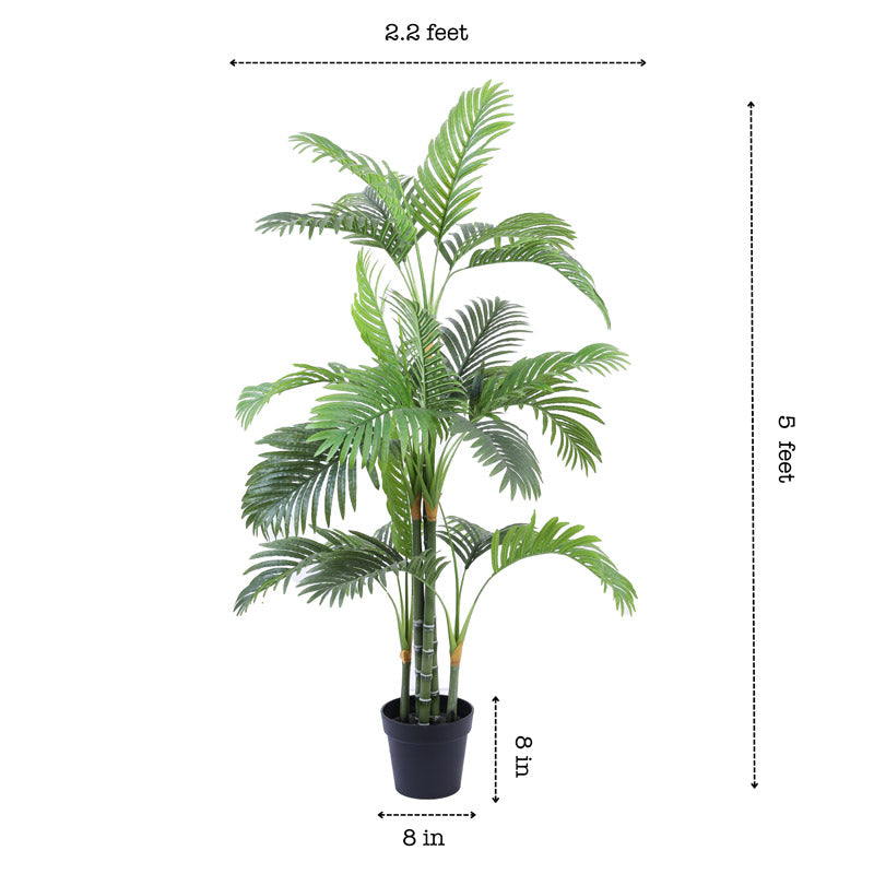 Buy Faux Realistic Tropic Areca Palm Plant With Pot - 4.9 Feet Artificial Plants from Vaaree