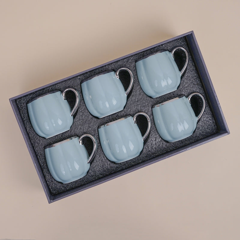 Buy Magina Blue Ceramic Cup (180 ML) - Set Of Six Mug from Vaaree