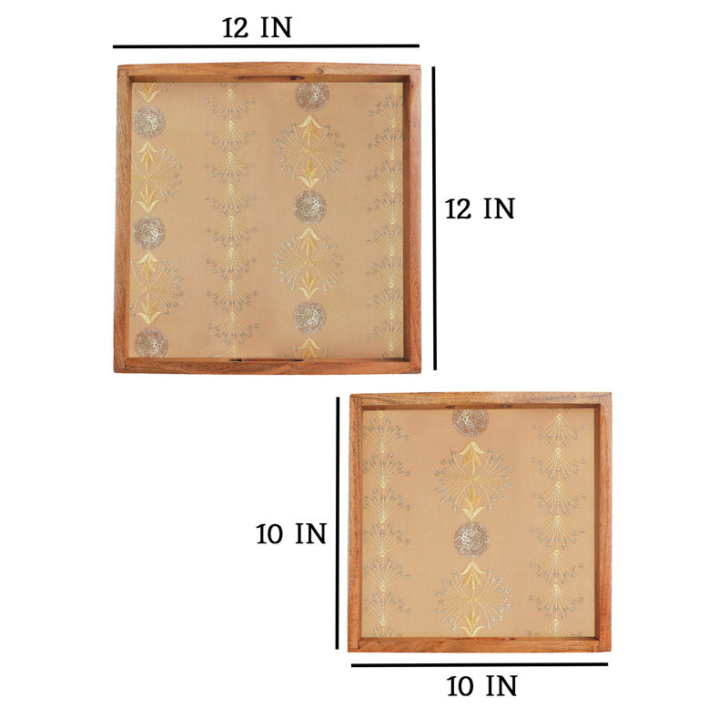 Buy Dola ethnic Square Serving Tray - Set Of Two Serving Tray from Vaaree