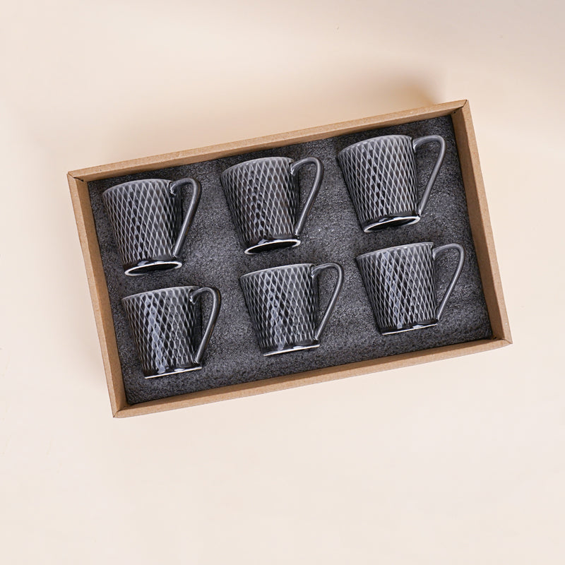 Buy Bruna Black Cup (180 ML) - Set Of Six Mug from Vaaree