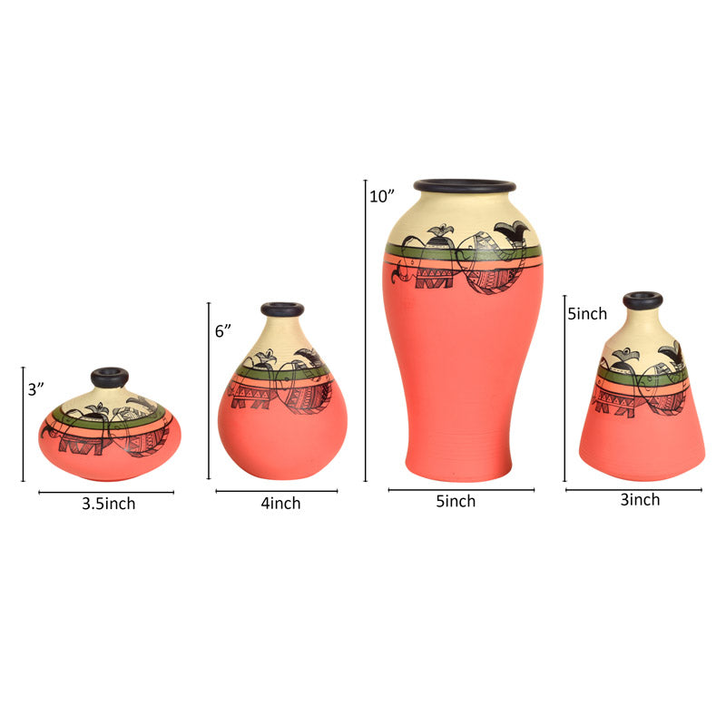 Buy Rabail Handpainted Terracotta Vase - Three Piece Set Vase from Vaaree