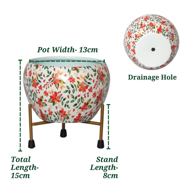 Buy Julietta Peach Floral Planter With Stand - Set Of Two Pots & Planters from Vaaree