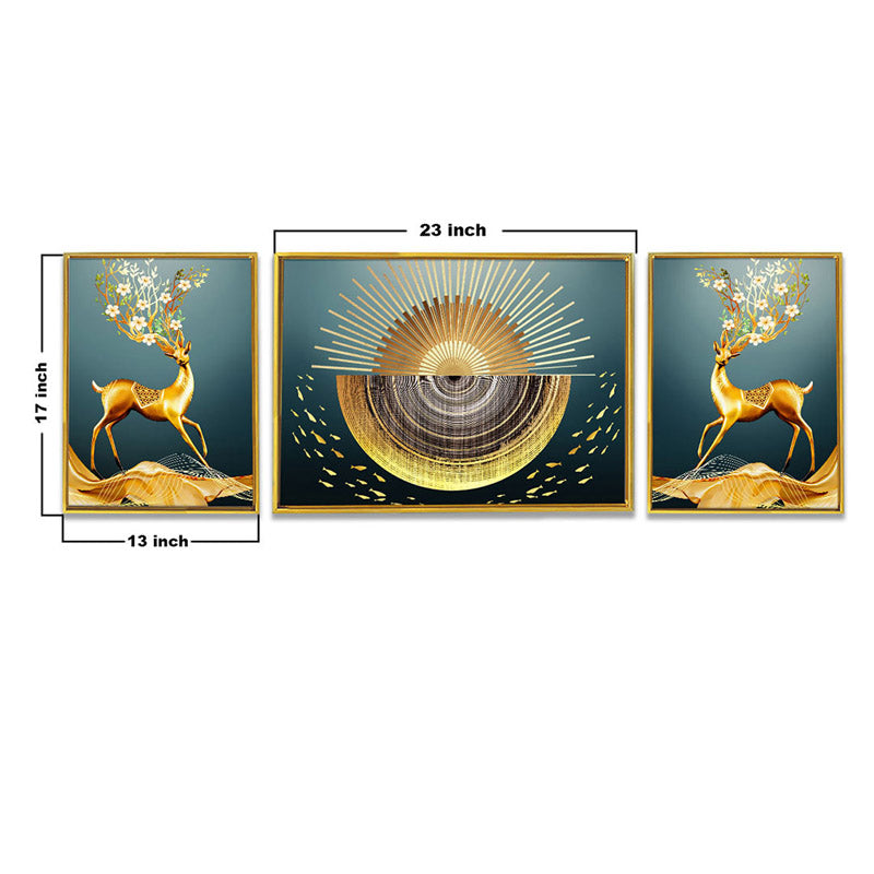 Buy Chloe Golden Wall Art - Set Of Three Wall Art & Paintings from Vaaree