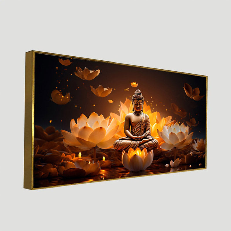 Buy Lotus Glitter Buddha Wall Painting With Frame Wall Art & Paintings from Vaaree