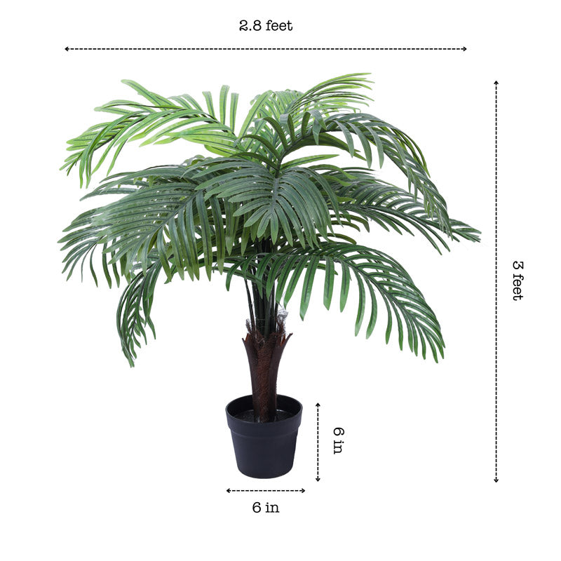 Buy Artifiical Areca Palm Plant With Pot - 3 Feet Artificial Plants from Vaaree