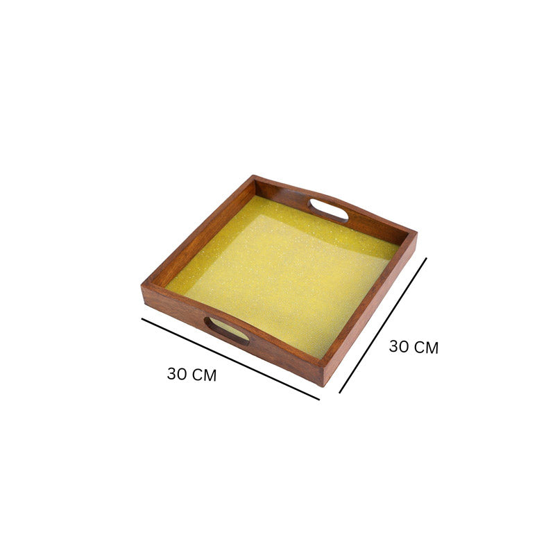 Buy Alma Ethnic Square Serving Tray - Yellow Serving Tray from Vaaree