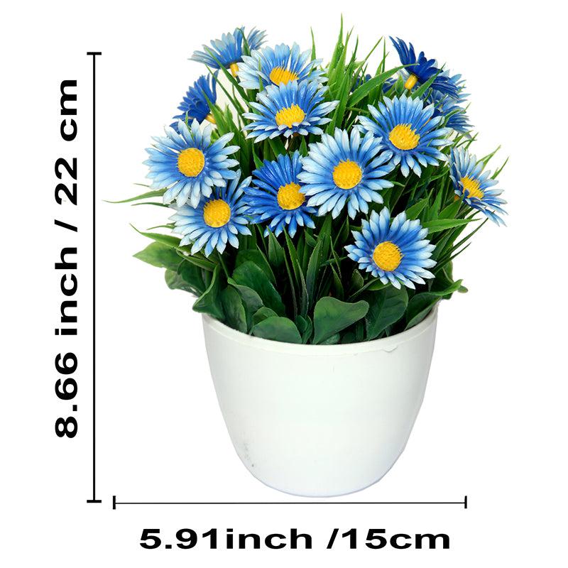 Buy Faux Blue Daisy Plant With Pot - Set Of Two Artificial Plants from Vaaree