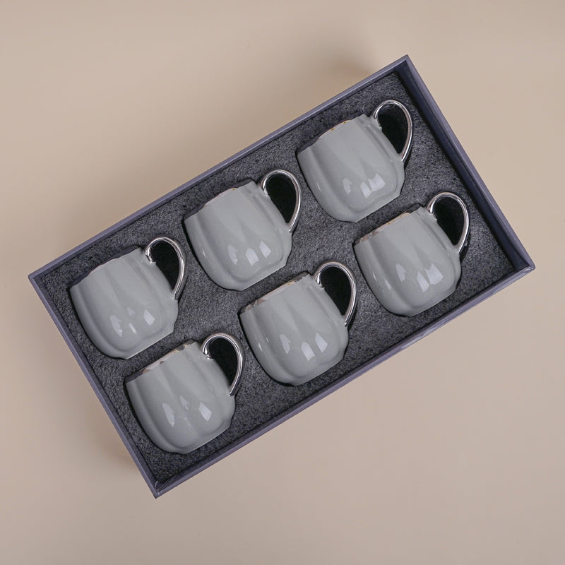 Buy Magina Grey Ceramic Cup (180 ML) - Set Of Six Mug from Vaaree