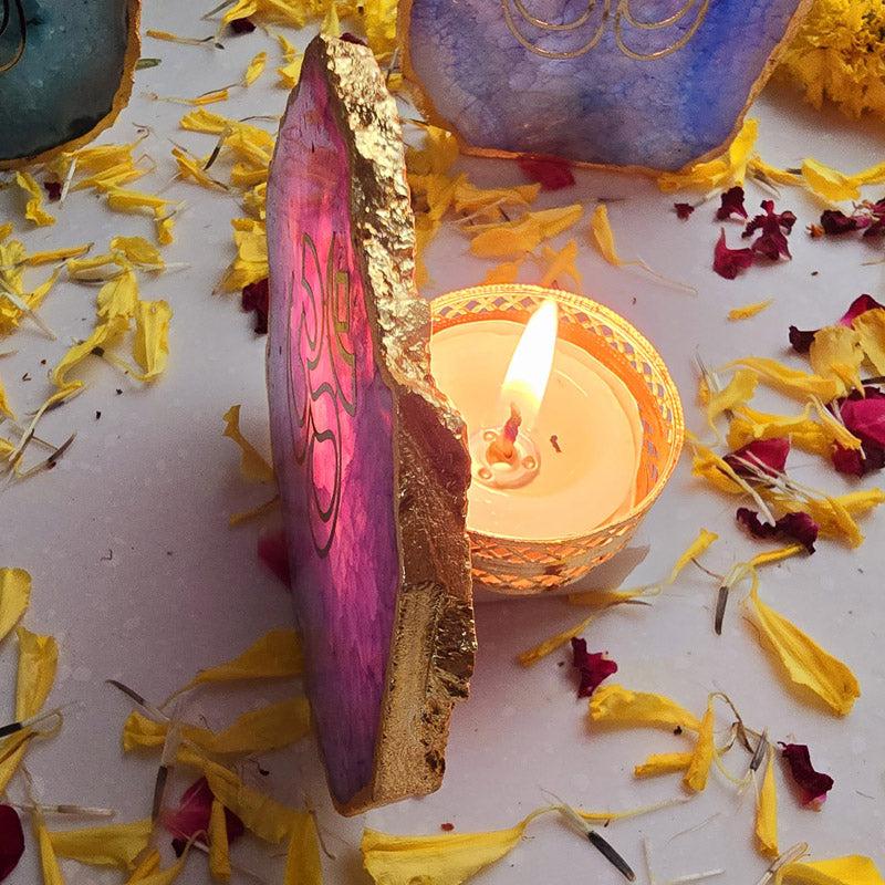 Buy Festive Om Tealight Candle Holder - Purple Gift Box from Vaaree