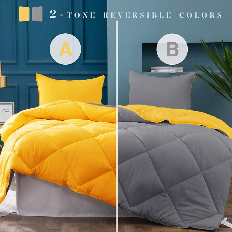 Buy Wide Checkered Comforter- Grey & Yellow Comforters & AC Quilts from Vaaree