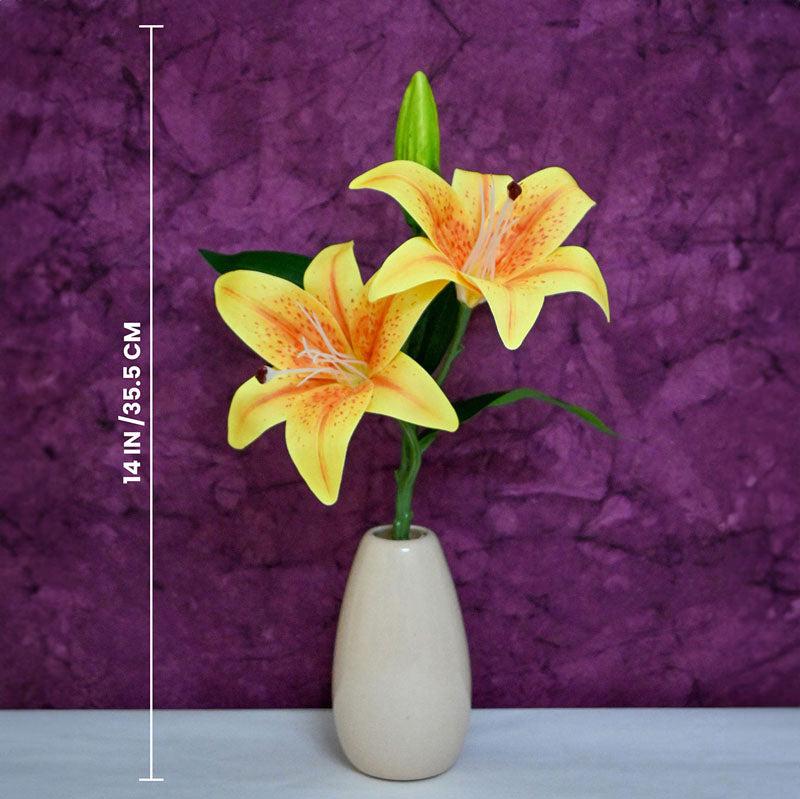 Buy Faux Everlasting Lily Flower Stick - Yellow & Orange Artificial Flowers from Vaaree