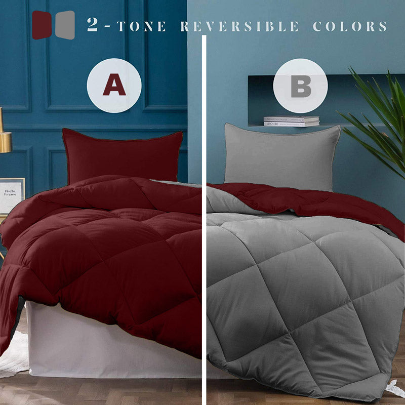 Buy Nihara Reversible Comforter - Maroon & Grey Comforters & AC Quilts from Vaaree