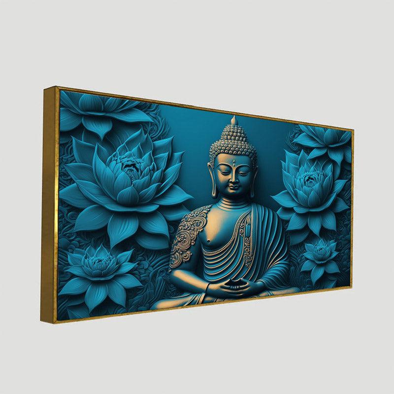 Buy Enlightened Buddha In Blue Wall Painting With Frame Wall Art & Paintings from Vaaree