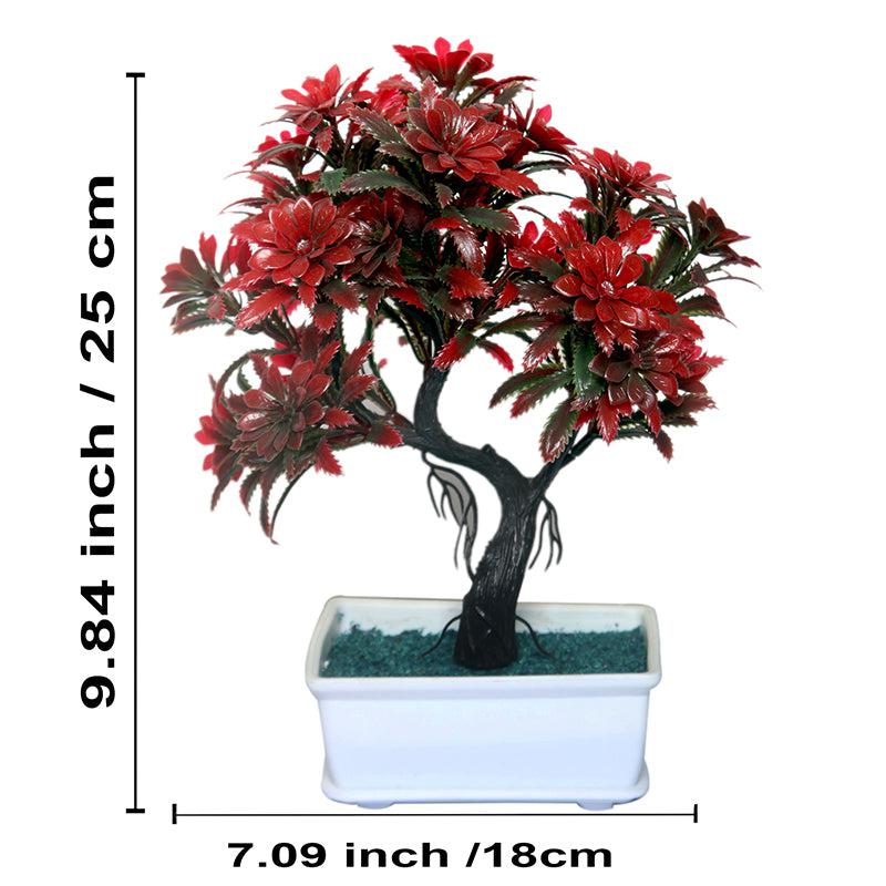 Buy Faux Red Flurry Bonsai With Pot Artificial Plants from Vaaree