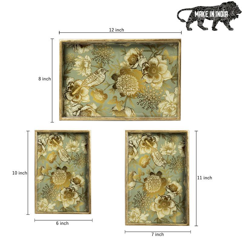 Buy Golden Garden Serving Tray - Set Of Three Serving Tray from Vaaree