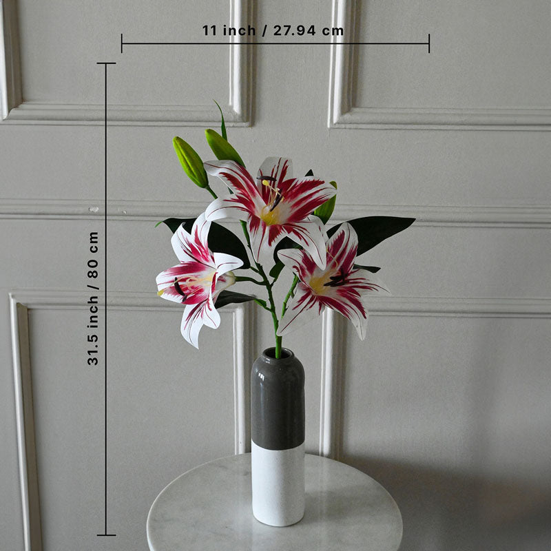 Buy Faux Everlasting Lily Flower Stick - White & Pink Artificial Flowers from Vaaree