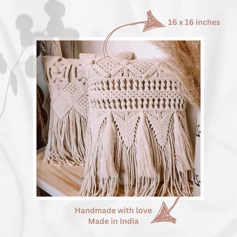 Buy Oliver Macrame Knit Boho Cushion Cover Cushion Covers from Vaaree