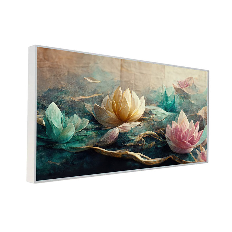 Buy Lotus Gardenia Floral Wall Painting With Frame Wall Art & Paintings from Vaaree