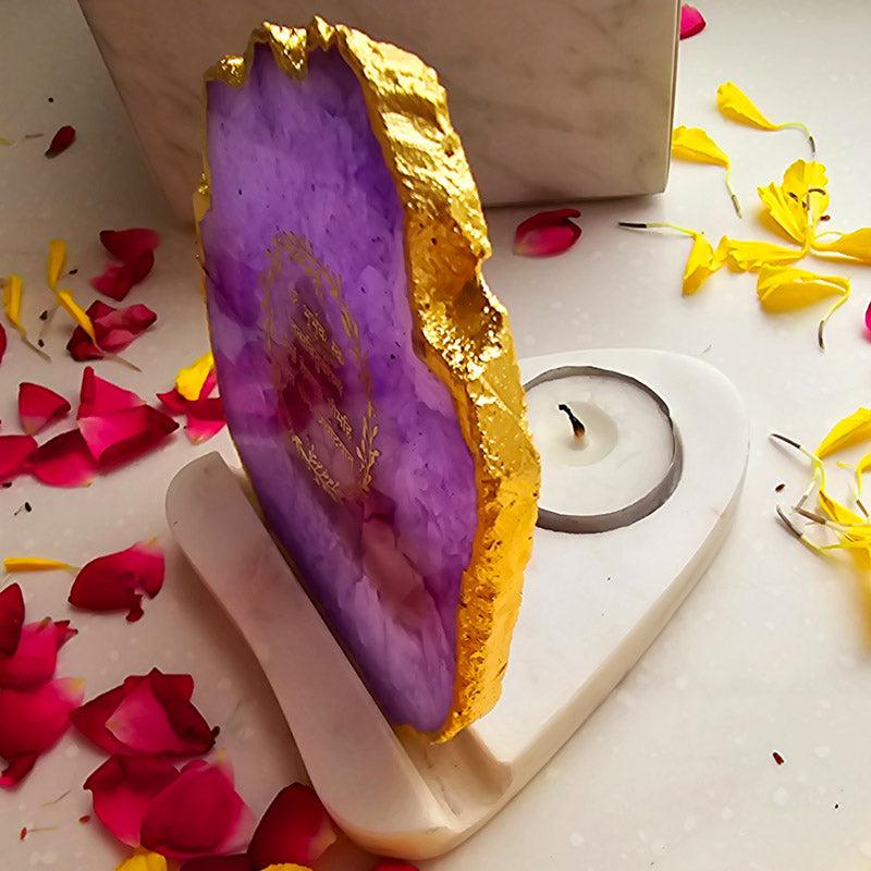 Buy Sacred Gayatri Mantra Tealight Candle Holder - Purple Gift Box from Vaaree