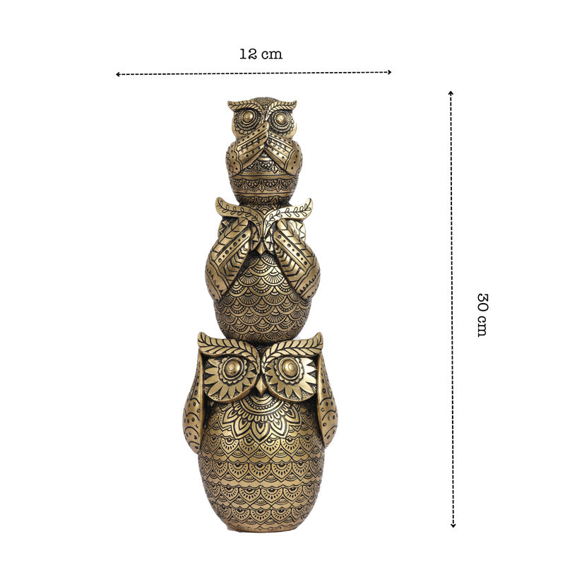 Buy Three Wise Owl Ornate Showpiece Showpieces from Vaaree