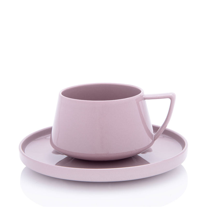 Buy Nadia Ceramic Pink Cup & Saucer (250 ML) - Two Piece Set Tea Cup & Saucer from Vaaree