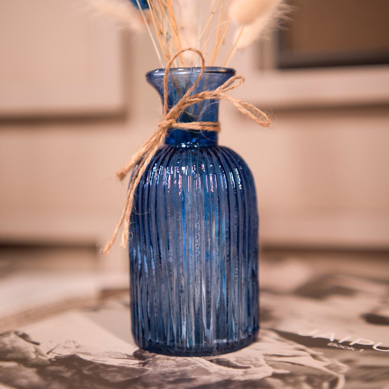 Buy Ocean Blue Vase With Dried Flower Bunch - Two Piece Set Vase from Vaaree