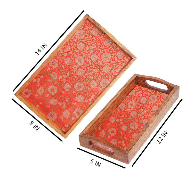 Buy Crimsa Bloom Serving Tray - Set Of Two Serving Tray from Vaaree