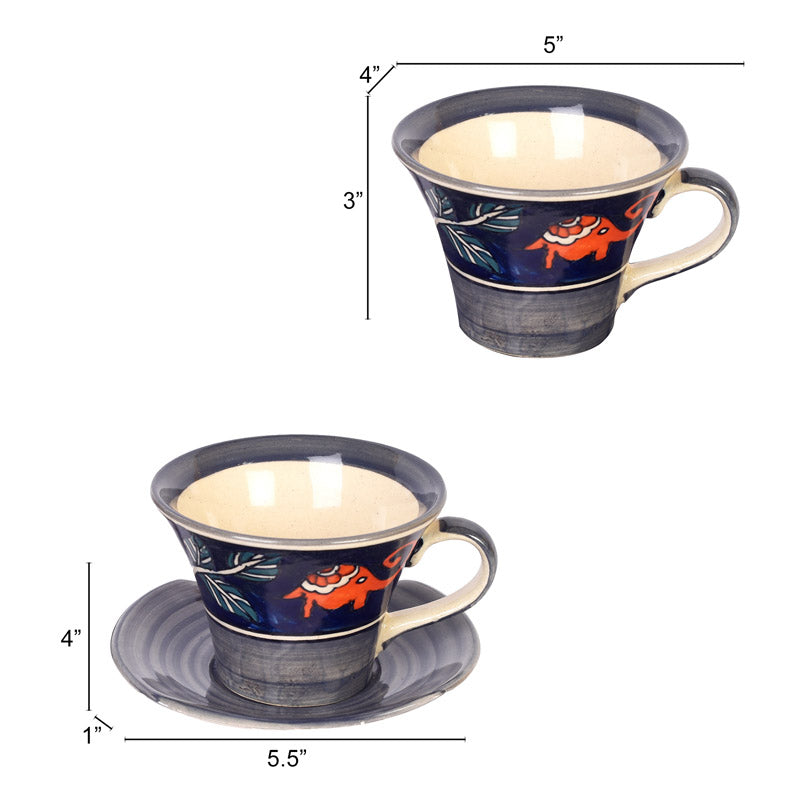 Buy Tusker Grace Ceramic Cup & Saucer (135 ML) - Twelve Piece Set Tea Cup & Saucer from Vaaree