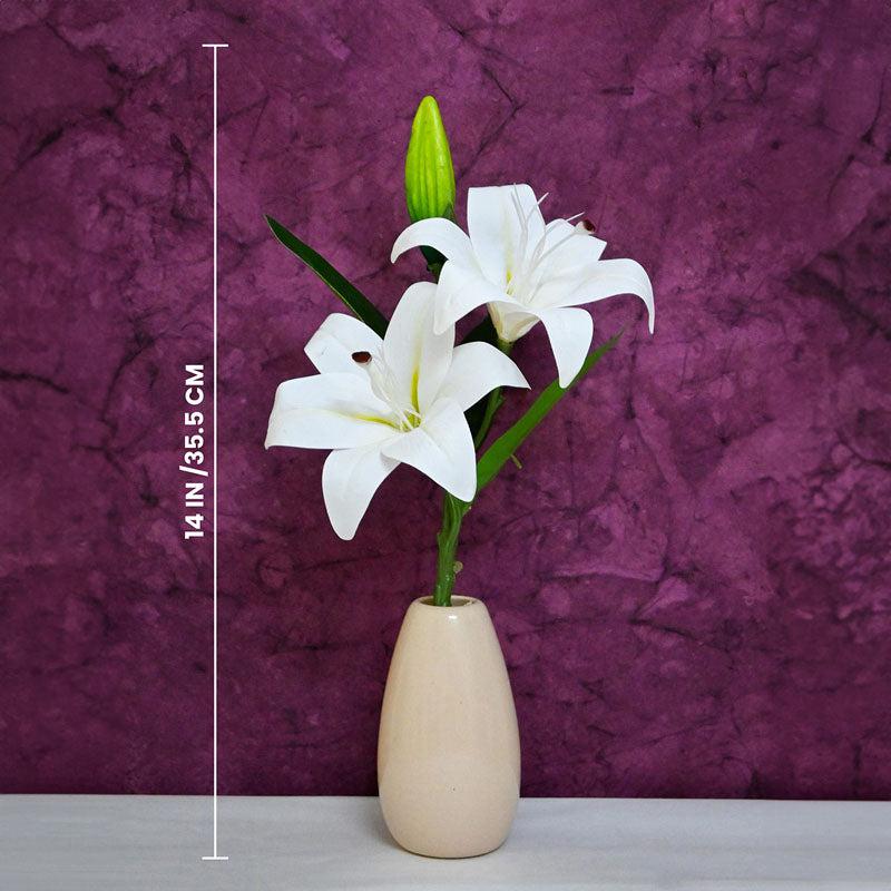 Buy Faux Everlasting Lily Flower Stick - Pristine White Artificial Flowers from Vaaree