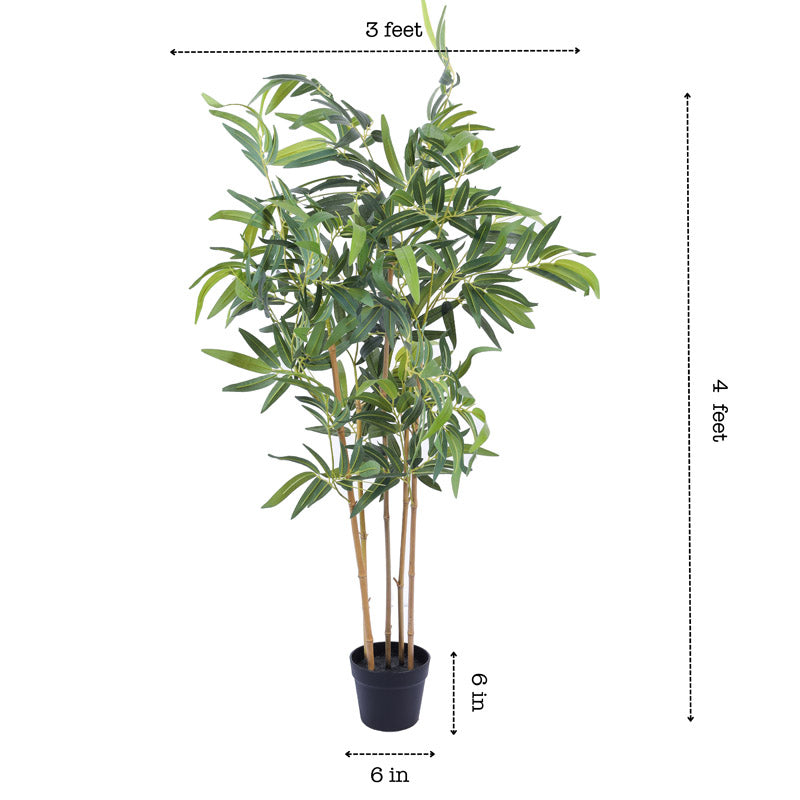 Buy Faux Realistic Bamboo Plant With Pot - 3.9 Feet Artificial Plants from Vaaree