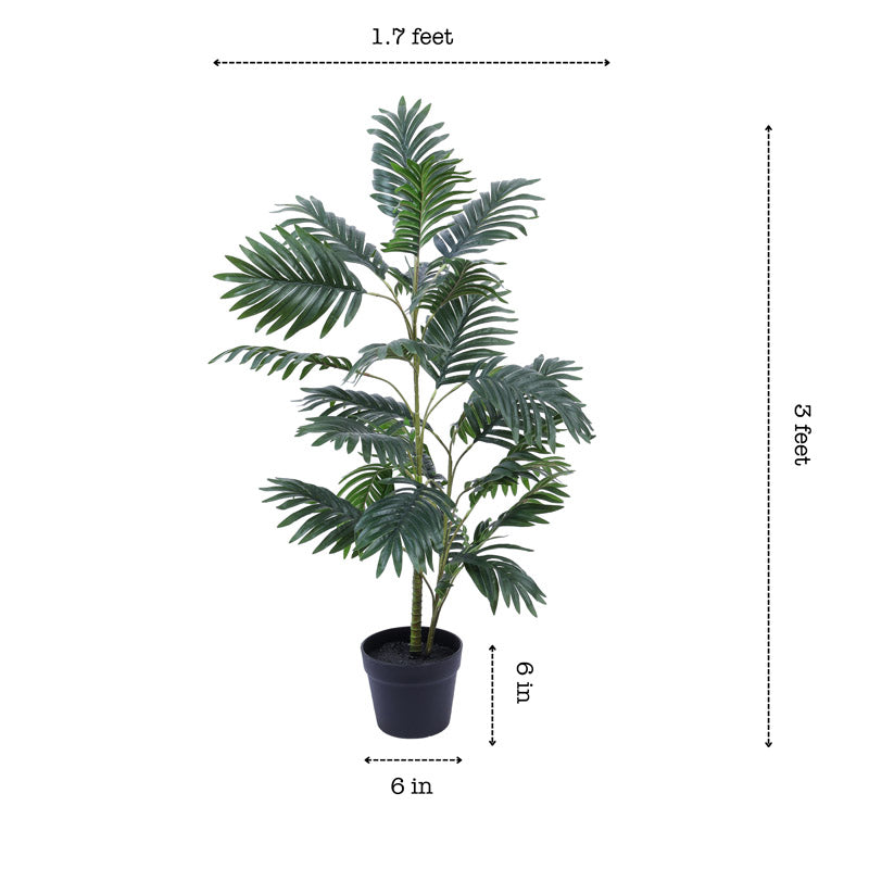 Buy Faux Areca Palm Plant With Pot - 3 Feet Artificial Plants from Vaaree