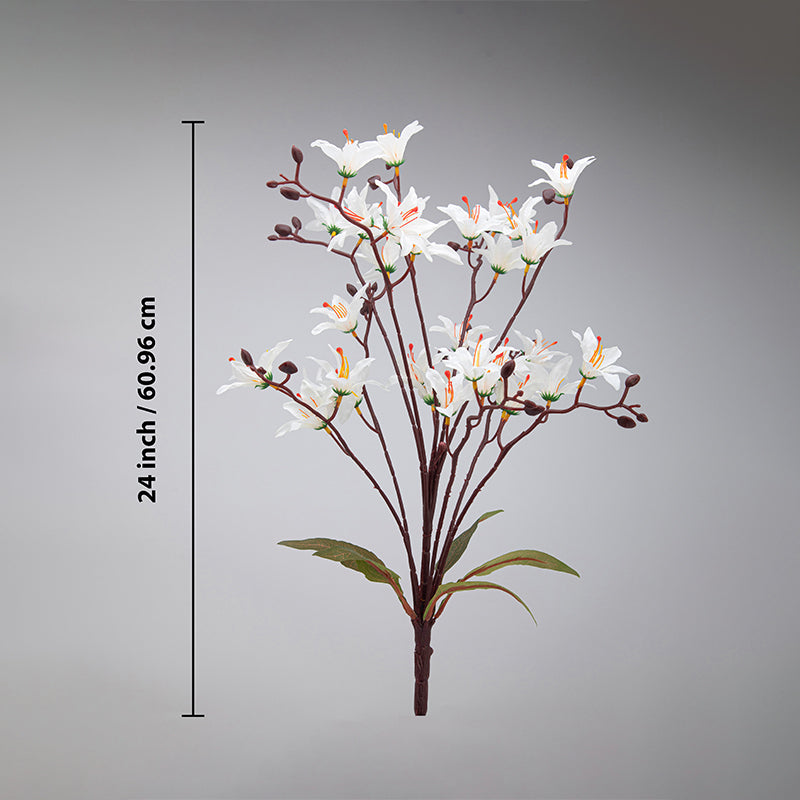 Buy Faux Everlasting Cymbidium Orchid Flower Bunch - White Artificial Flowers from Vaaree