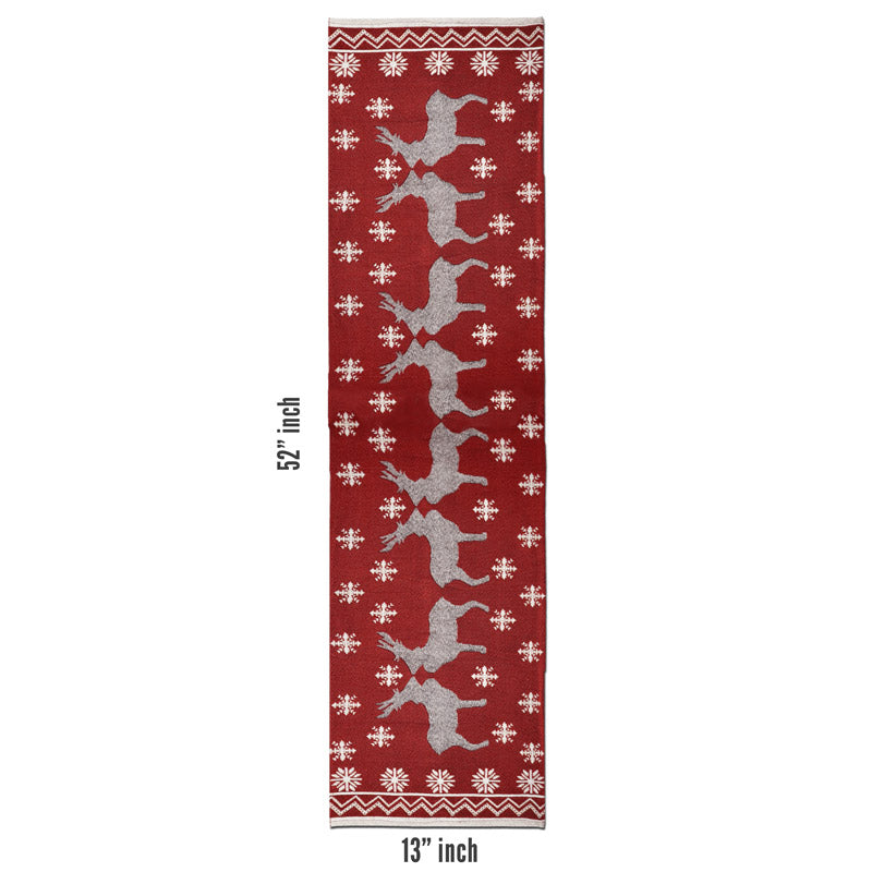 Buy Crimson Jacquard Woven Stag Table Runner Table Runner from Vaaree