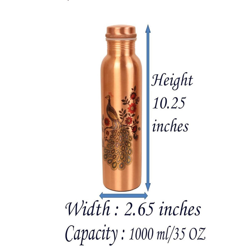 Buy Ashya Mayoora Copper Water Bottle - 1000 ML Bottle from Vaaree