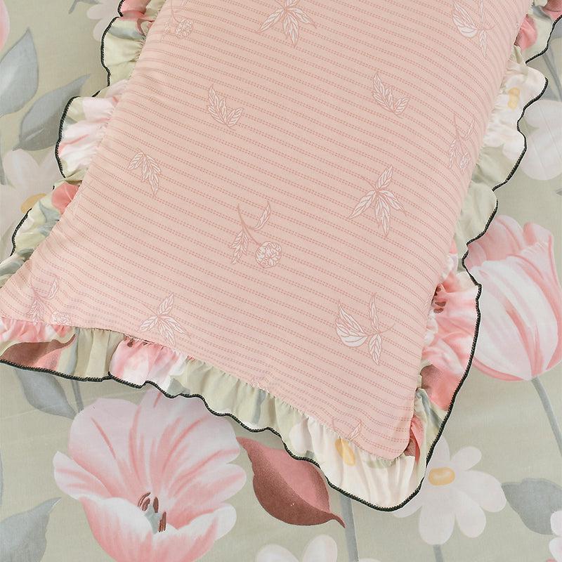 Buy Blush Floral Frilled Bedding Set - Five Piece Set Bedding Set from Vaaree