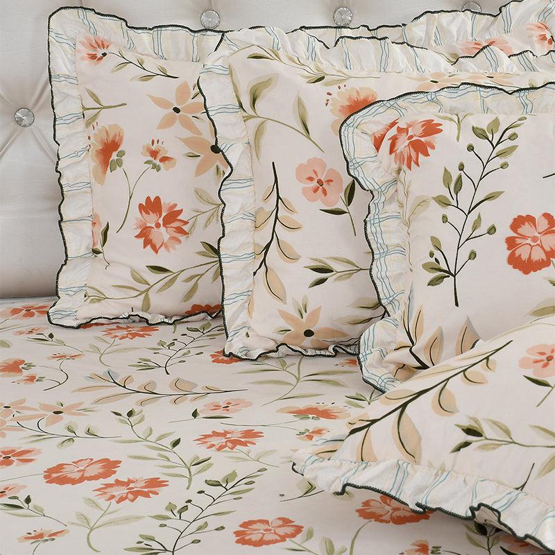 Buy Hue Haze Frilled Floral Bedding Set - Five Piece Set Bedding Set from Vaaree