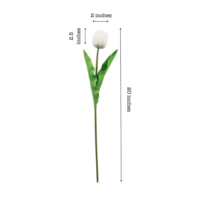 Buy Faux Realistic Tulip Flower Stick (White) - Set Of Five Artificial Flowers from Vaaree