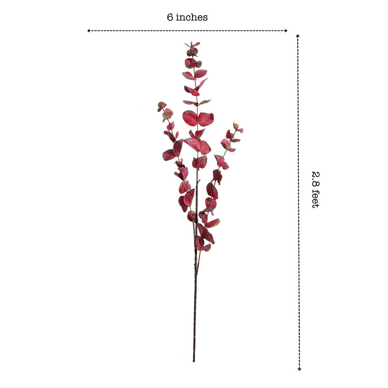 Buy Faux Realistic Eucalyptus Stick (Red) - Set Of Three Artificial Flowers from Vaaree