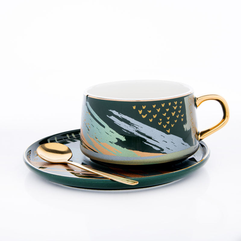 Buy Alessi Abstract Green Cup & Saucer (250 ML) - Three Piece Set Tea Cup & Saucer from Vaaree