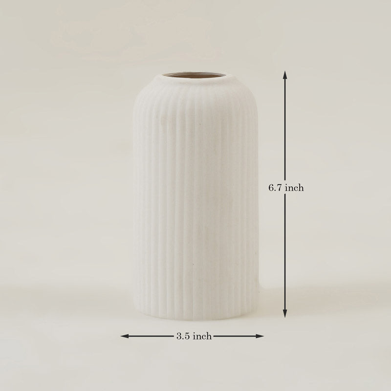 Buy Abdiya Ceramic Vase - White Vase from Vaaree