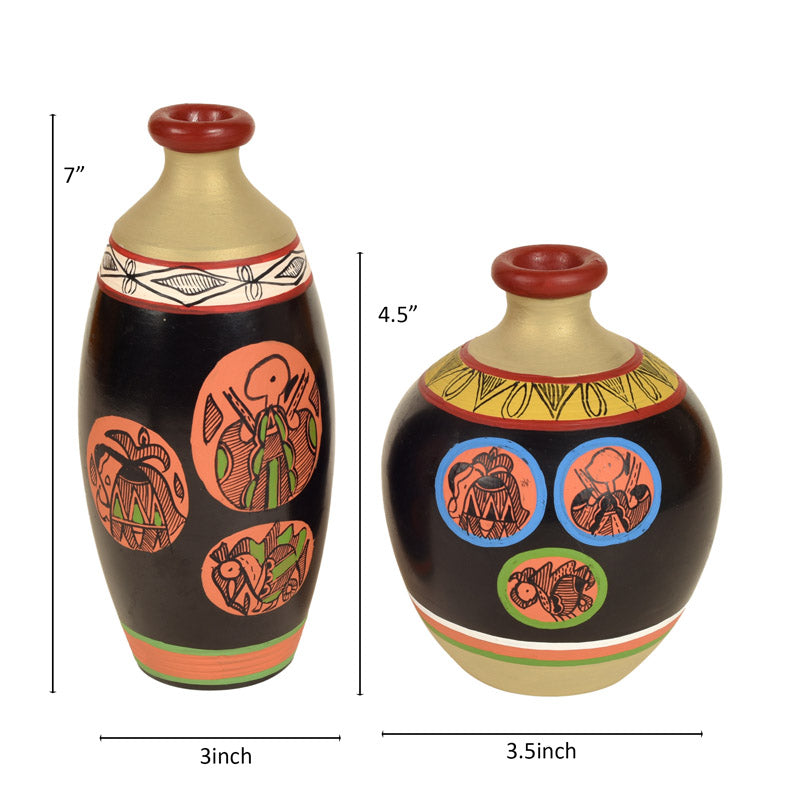 Buy Benita Terracotta Vase - Two Piece Set Vase from Vaaree