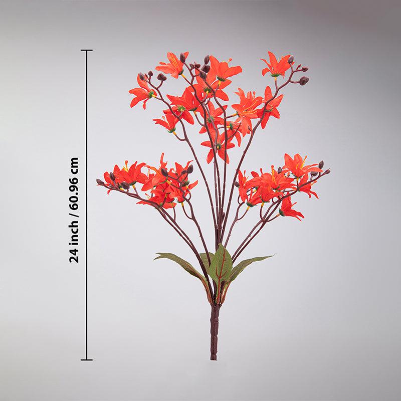 Buy Faux Everlasting Cymbidium Orchid Flower Bunch - Orange Artificial Flowers from Vaaree