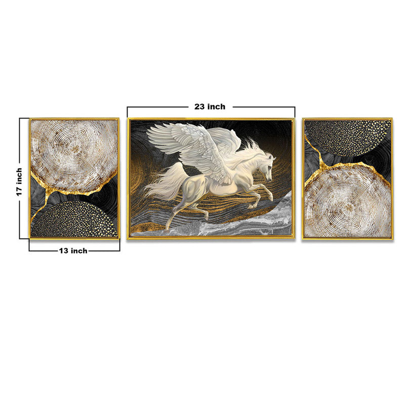 Buy Cassie Golden Wall Art - Set Of Three Wall Art & Paintings from Vaaree