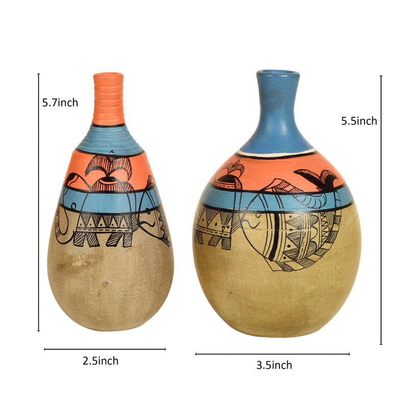 Buy Raawiya Handpainted Terracotta Vase - Two Piece Set Vase from Vaaree