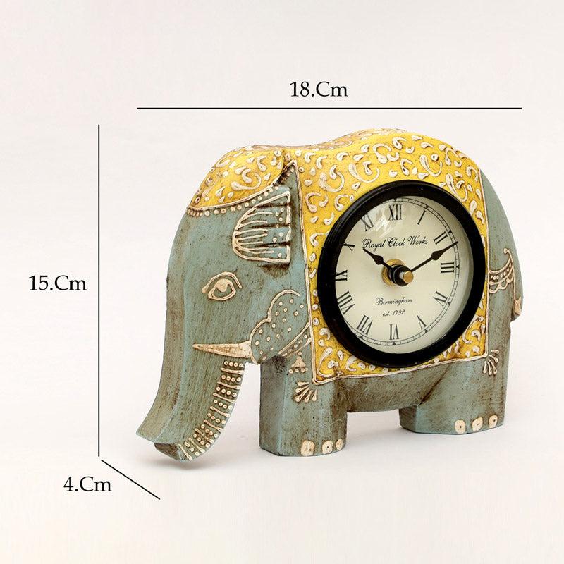 Buy Happy Haathi Handpainted Table Clock - Grey Table Clock from Vaaree