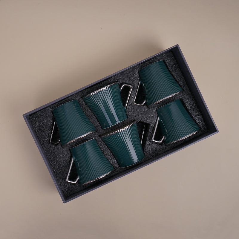 Buy Thira Green Ceramic Cup (180 ML) - Set Of Six Mug from Vaaree