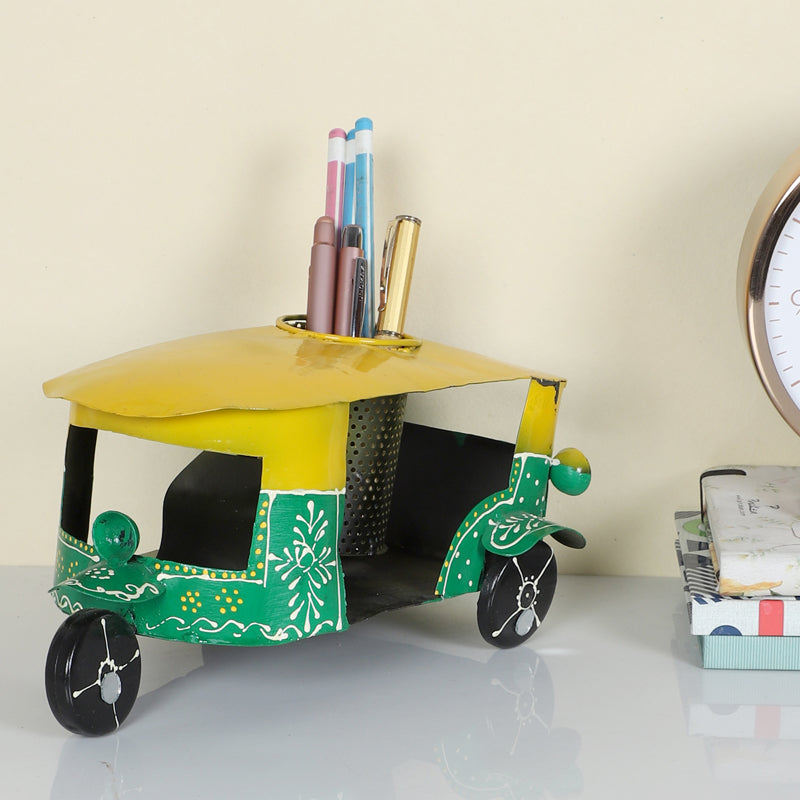 Buy Desi Auto Stationary Stand - Green & Yellow Pen Stand from Vaaree