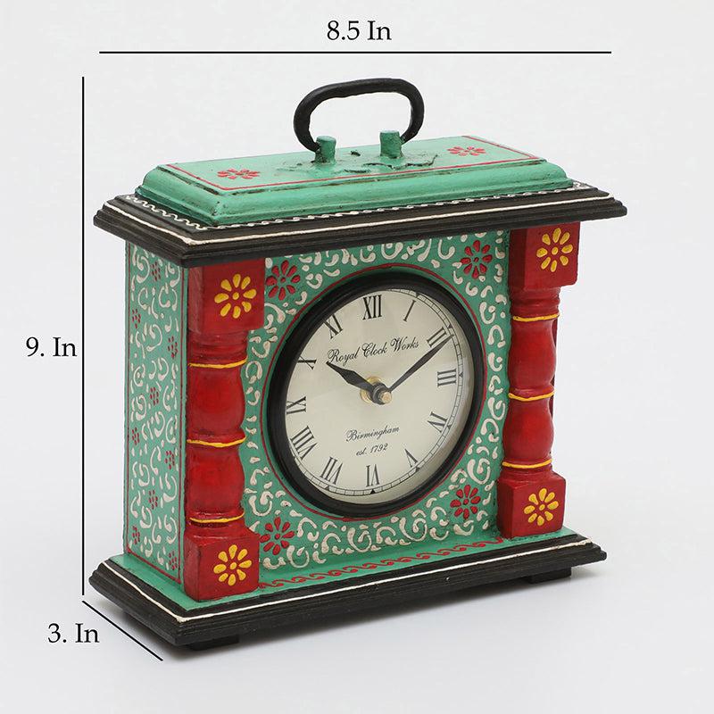 Buy Adviya Handpainted Silent Table Clock - Light Green Table Clock from Vaaree